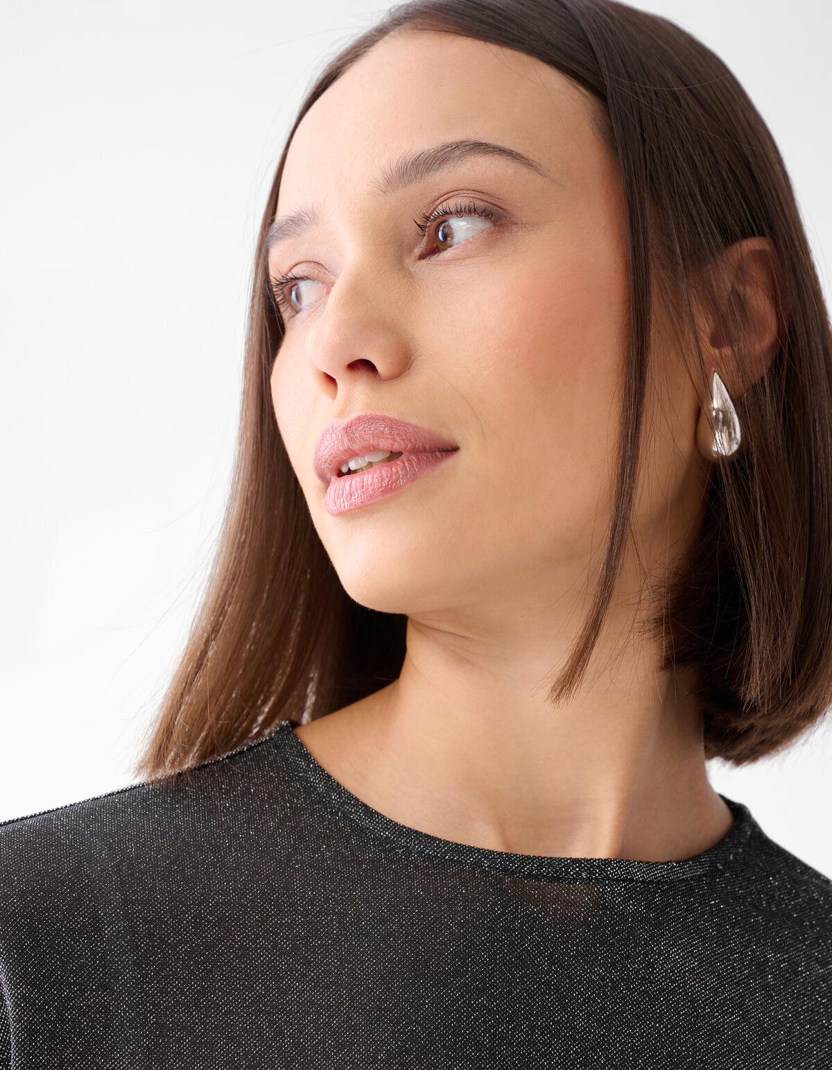 Glitzer Wasserfall Top Grau SHOEBY WOMEN