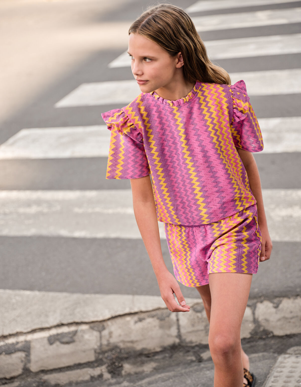 Zickzack-H&auml;keltop Rosa SHOEBY GIRLS