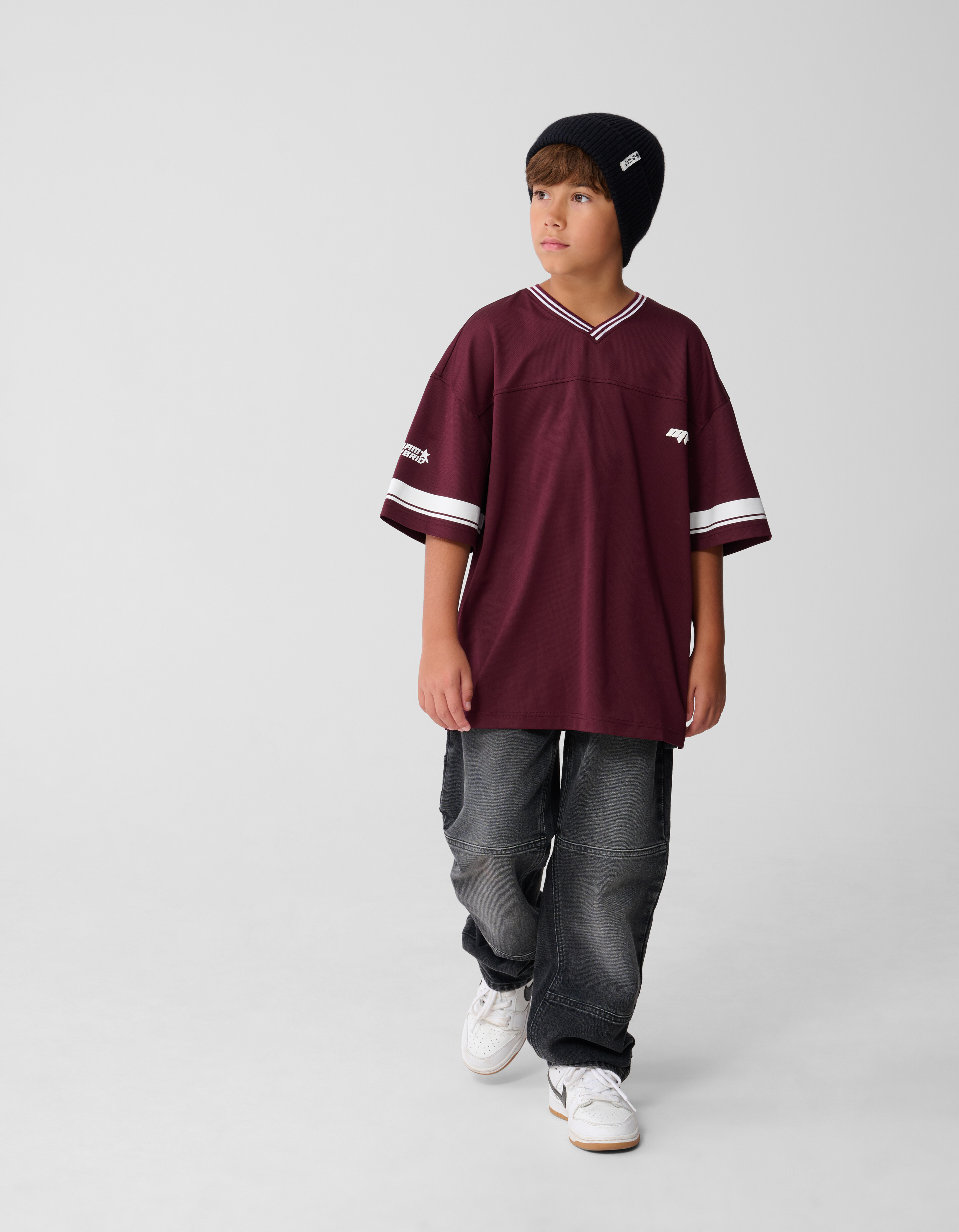 Übergroßes Sport-T-Shirt Dunkelrot SHOEBY BOYS