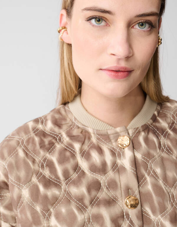 Kurzärmelige Bomberjacke mit Leopardenmuster Hellb SHOEBY WOMEN