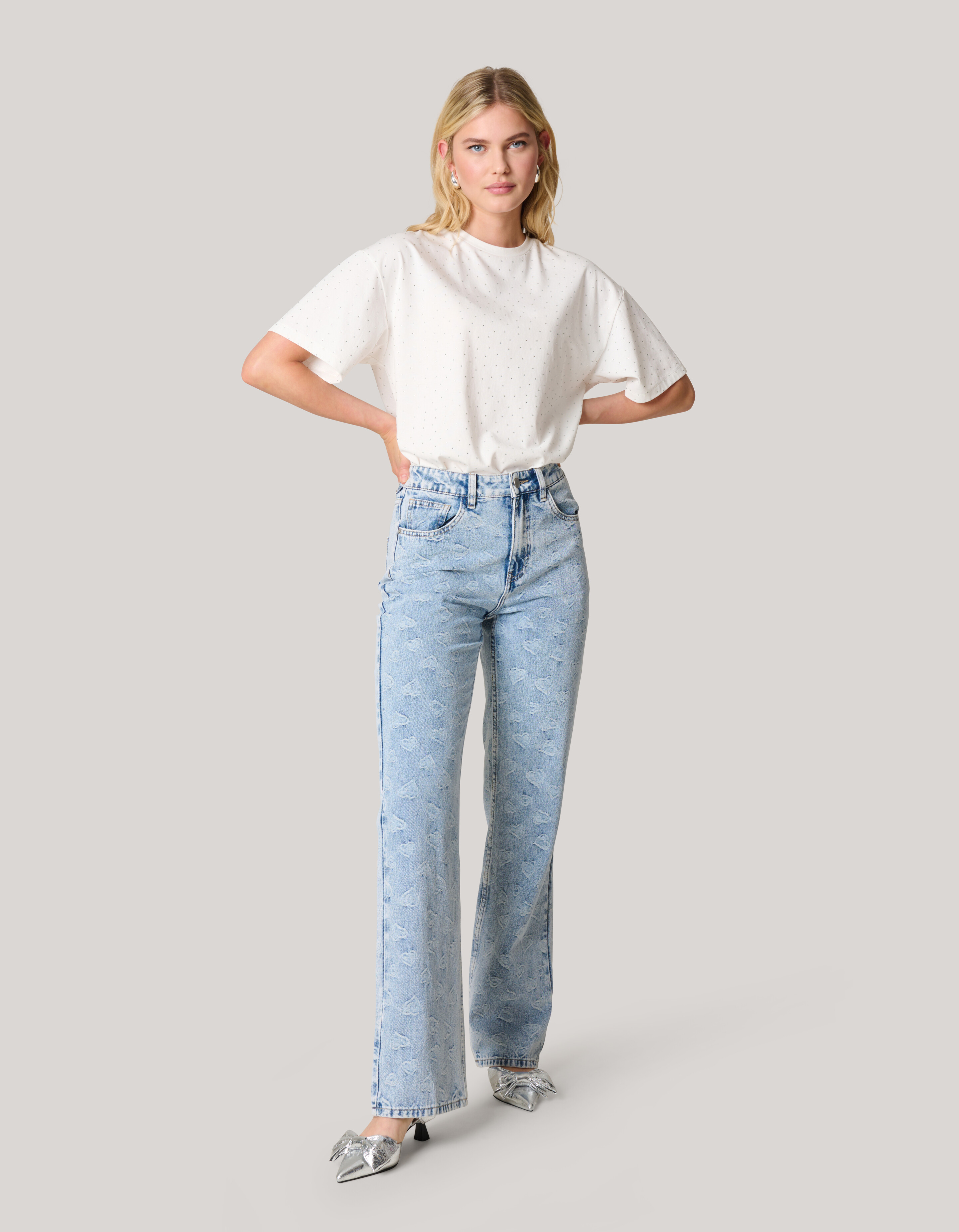 Jacquard Straight Fit Jeans Bleached SHOEBY WOMEN