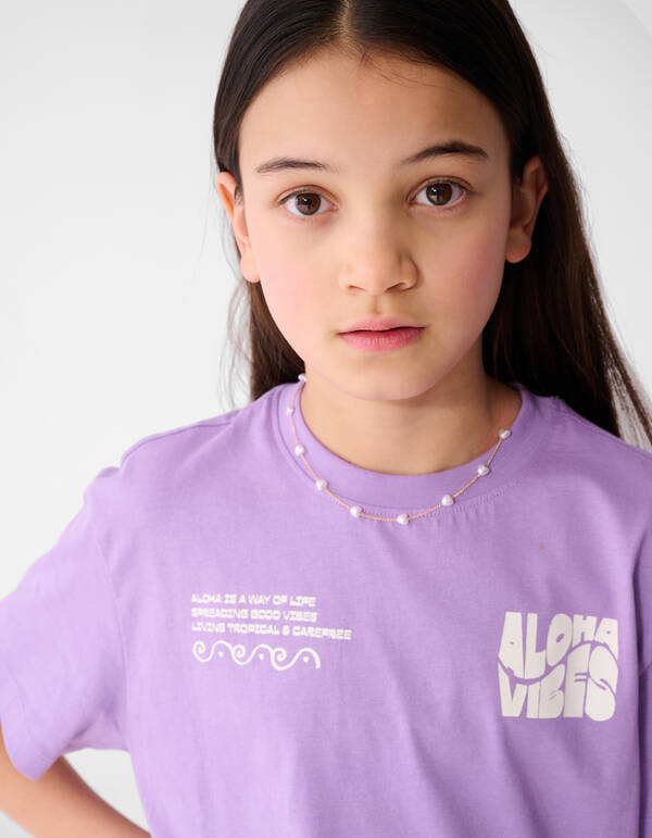 Aloha Vibes Kunst T-Shirt Lila SHOEBY GIRLS