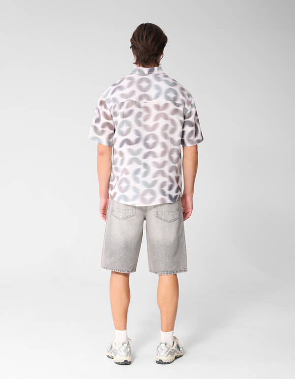 Graphic Spark Print Hemd Hellgrau SHOEBY MEN
