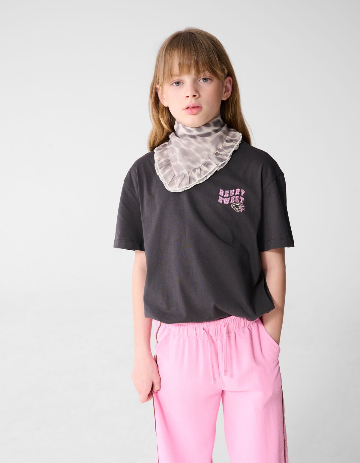 Erdbeer-Kunst T-Shirt Dunkelgrau SHOEBY GIRLS