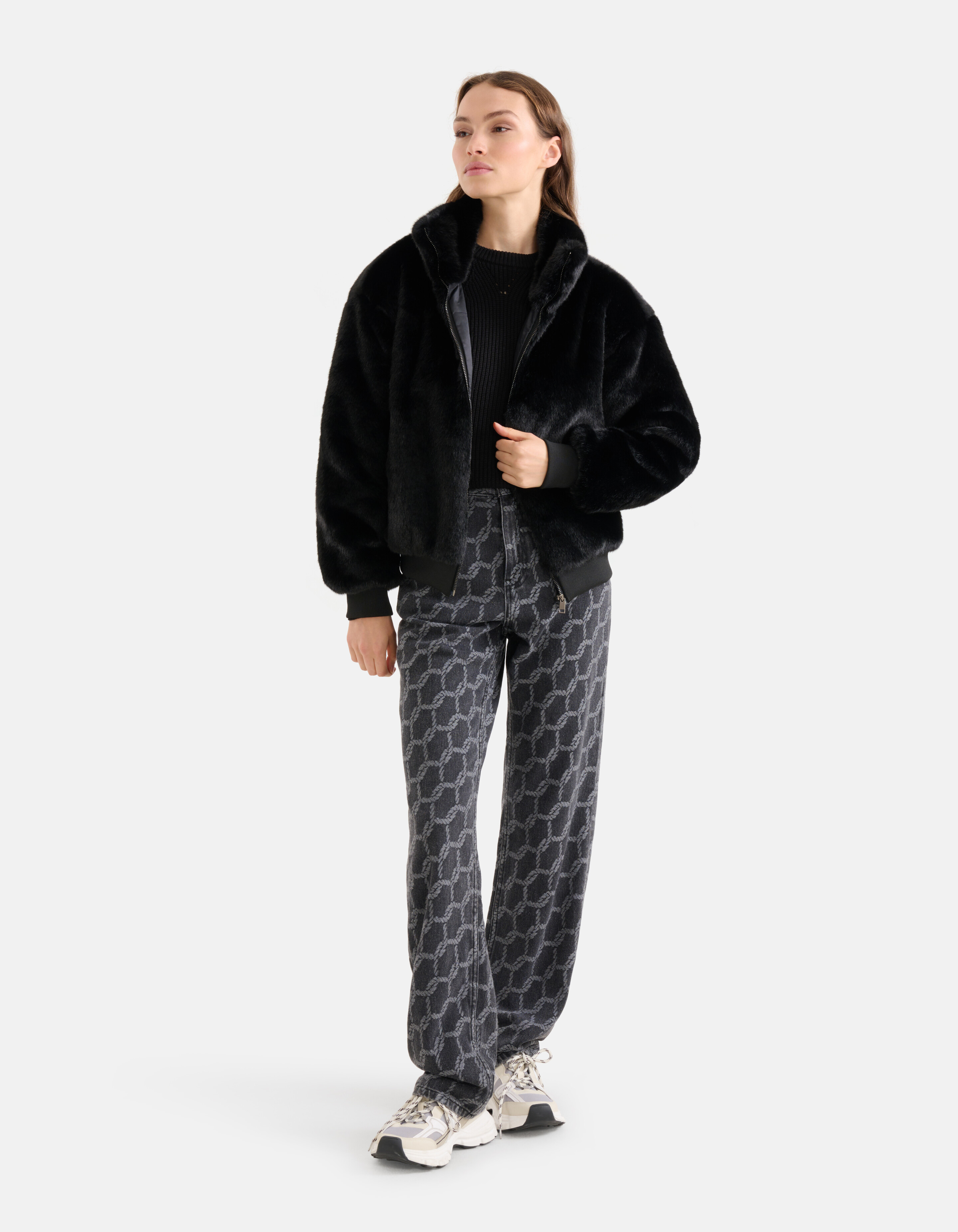 Kunstfell-Jacke Schwarz SHOEBY WOMEN