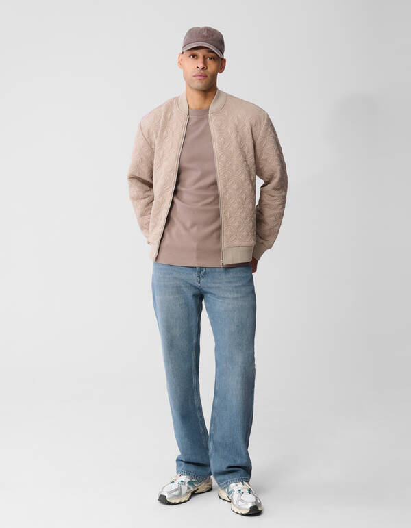 Stickerei Sweat Bomberjacke Hellbraun SHOEBY MEN