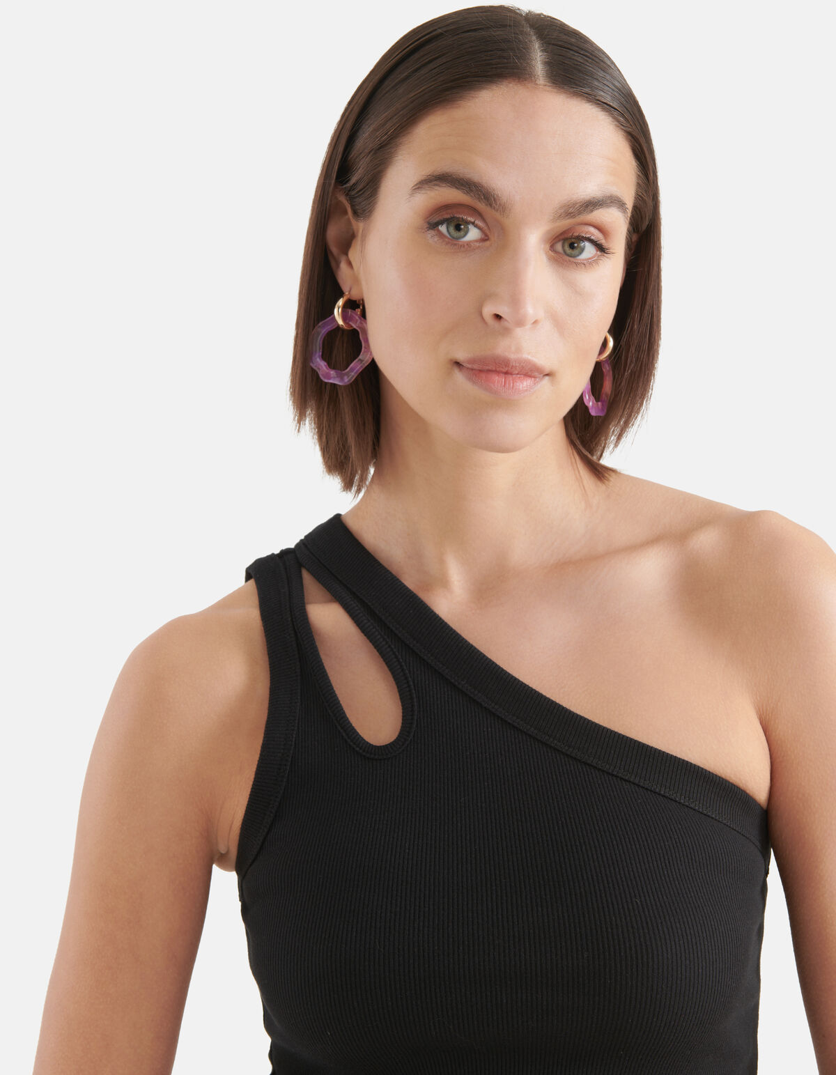 Asymmetrisches ausgeschnittenes Top Schwarz SHOEBY WOMEN