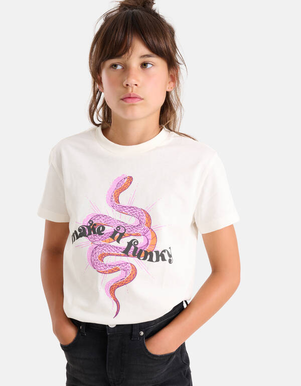 Funky Artwork T-shirt Gebroken Wit SHOEBY GIRLS