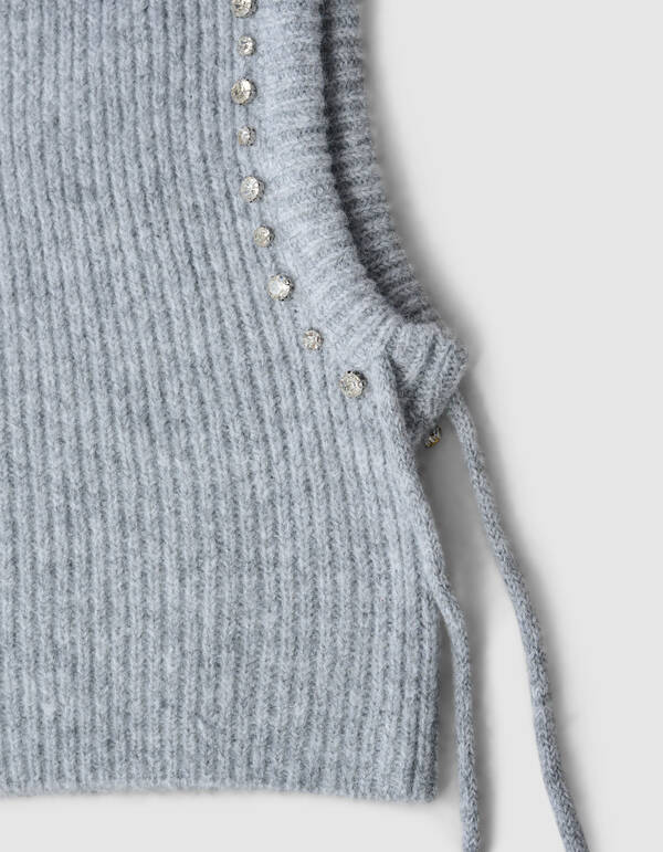 Balaclava-Mütze mit Strasssteinen, Hellgrau SHOEBY ACCESSOIRES