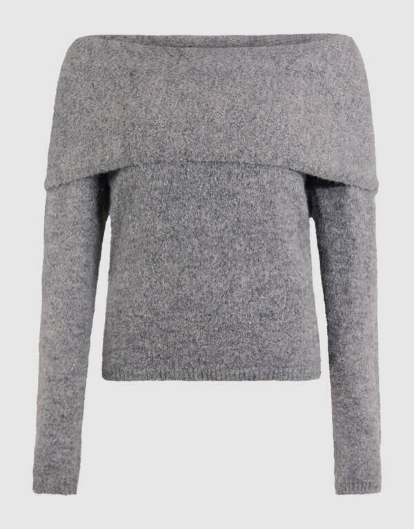 Off Shoulder Pullover Grau SHOEBY WOMEN