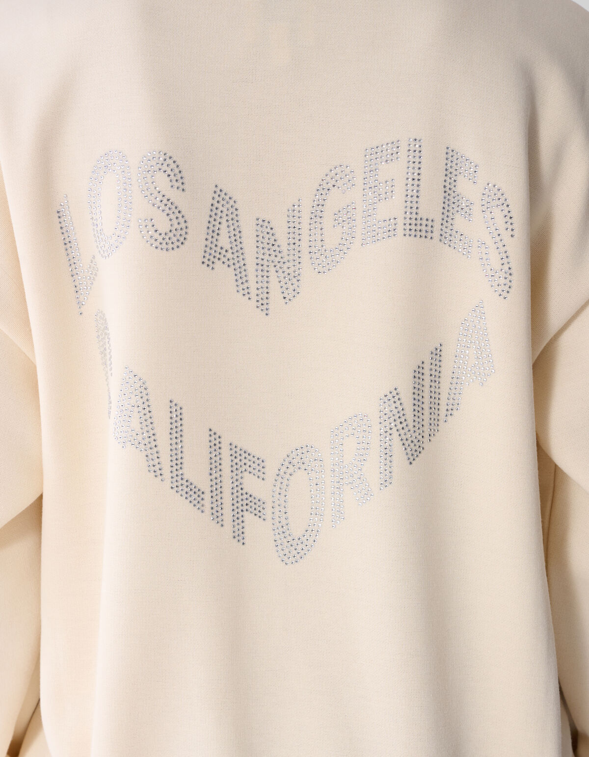 Strass Tekst Sweater Gebroken Wit SHOEBY GIRLS