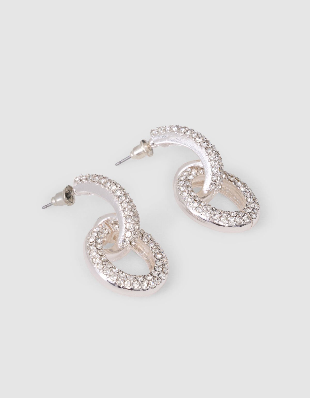 Ovale Ohrringe mit Strasssteinen in Silber SHOEBY ACCESSOIRES