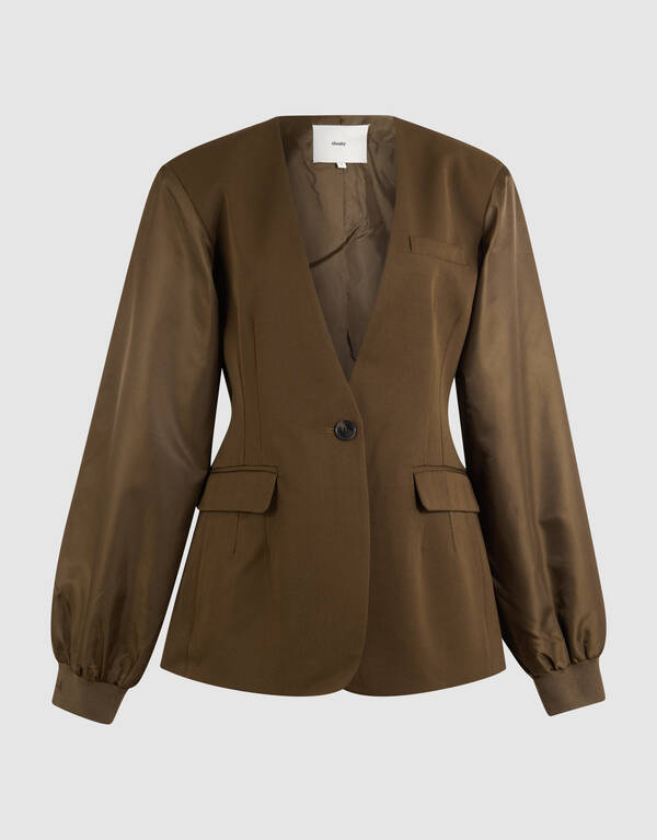 Mix Sleeve Blazer Khaki SHOEBY WOMEN