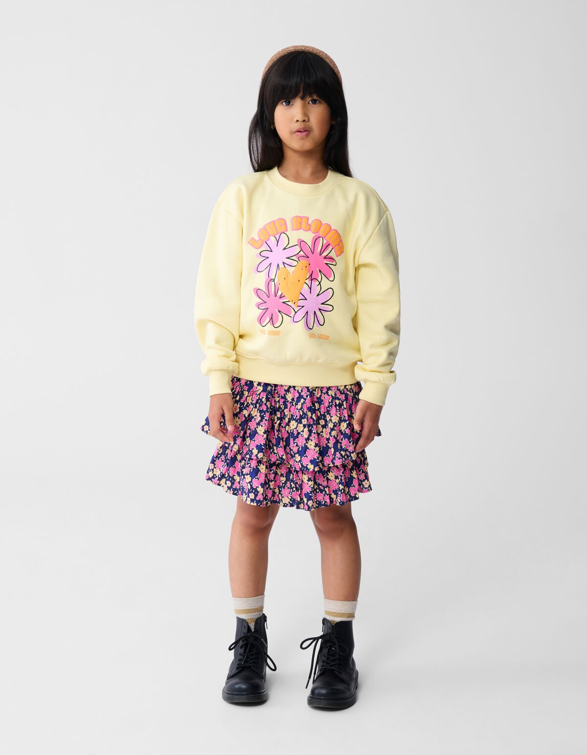 Bloem Artwork Pullover Hellgelb SHOEBY GIRLS