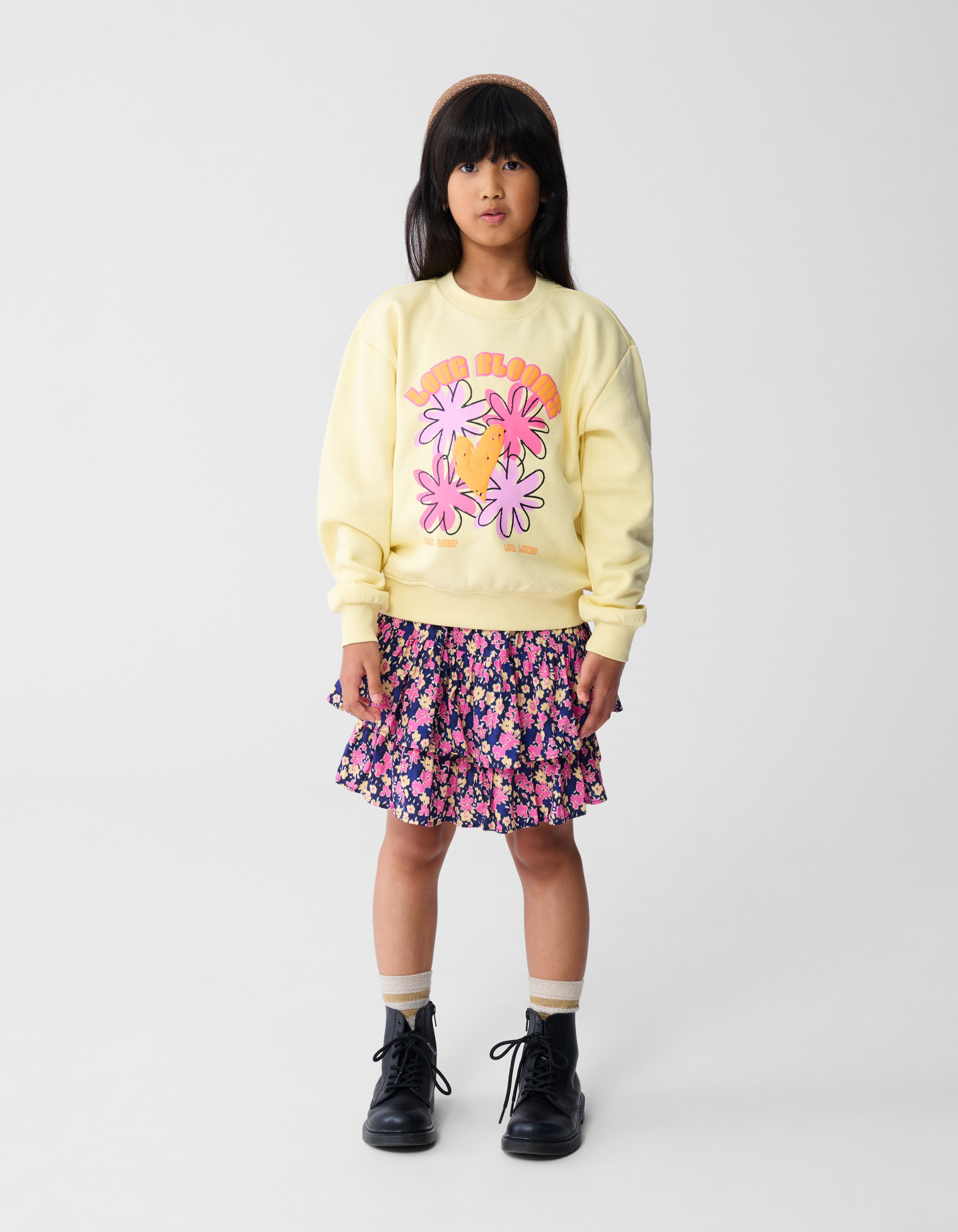Bloem Artwork Pullover Hellgelb SHOEBY GIRLS
