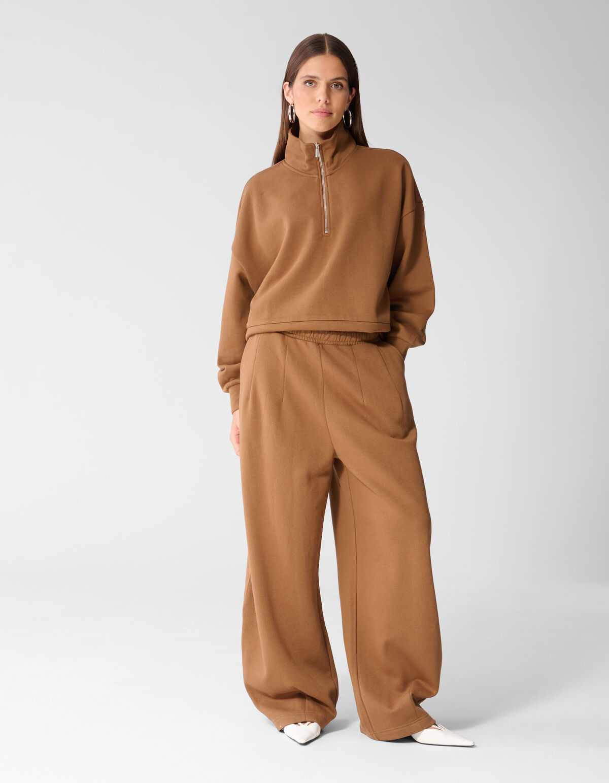 Oversized Zipper Pullover Braun SHOEBY WOMEN