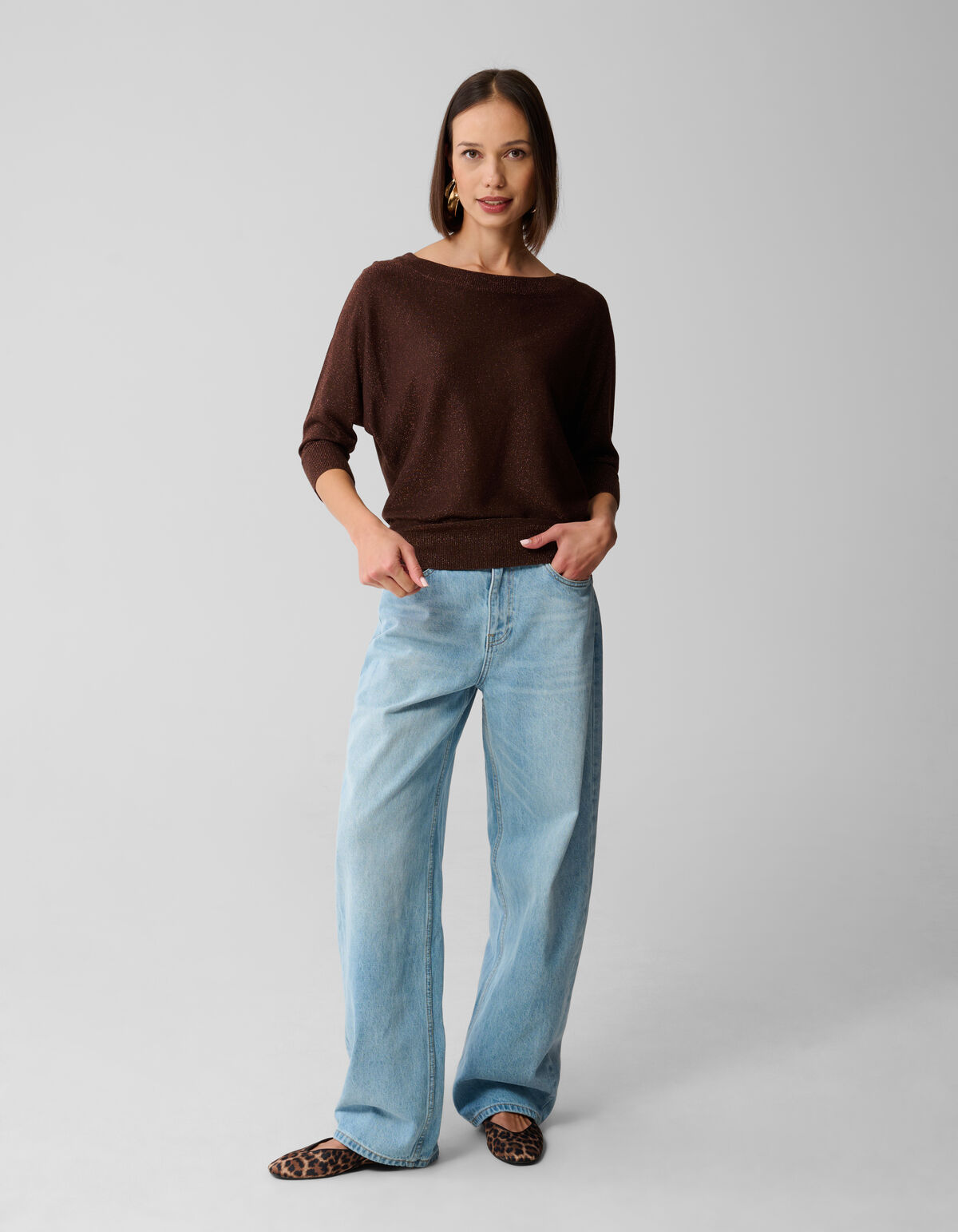 Glitzer Fledermaus Pullover Braun SHOEBY WOMEN
