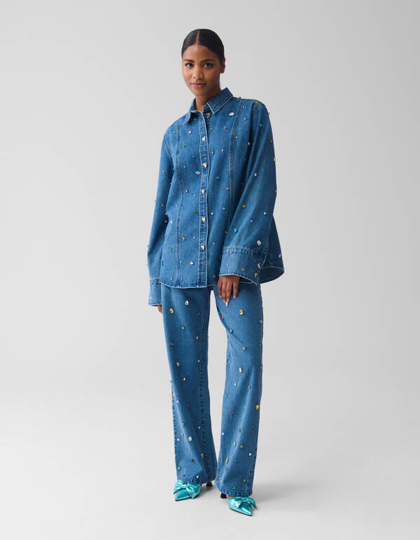 Jeans mit weitem Bein aus Stein SHOEBY WOMEN