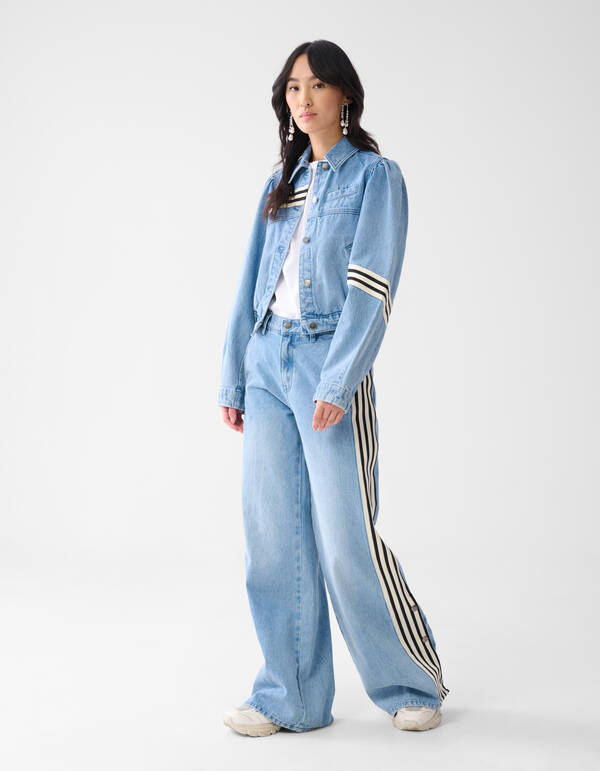 Sportliche Tape Wide Leg Fit Jeans Blau SHOEBY WOMEN