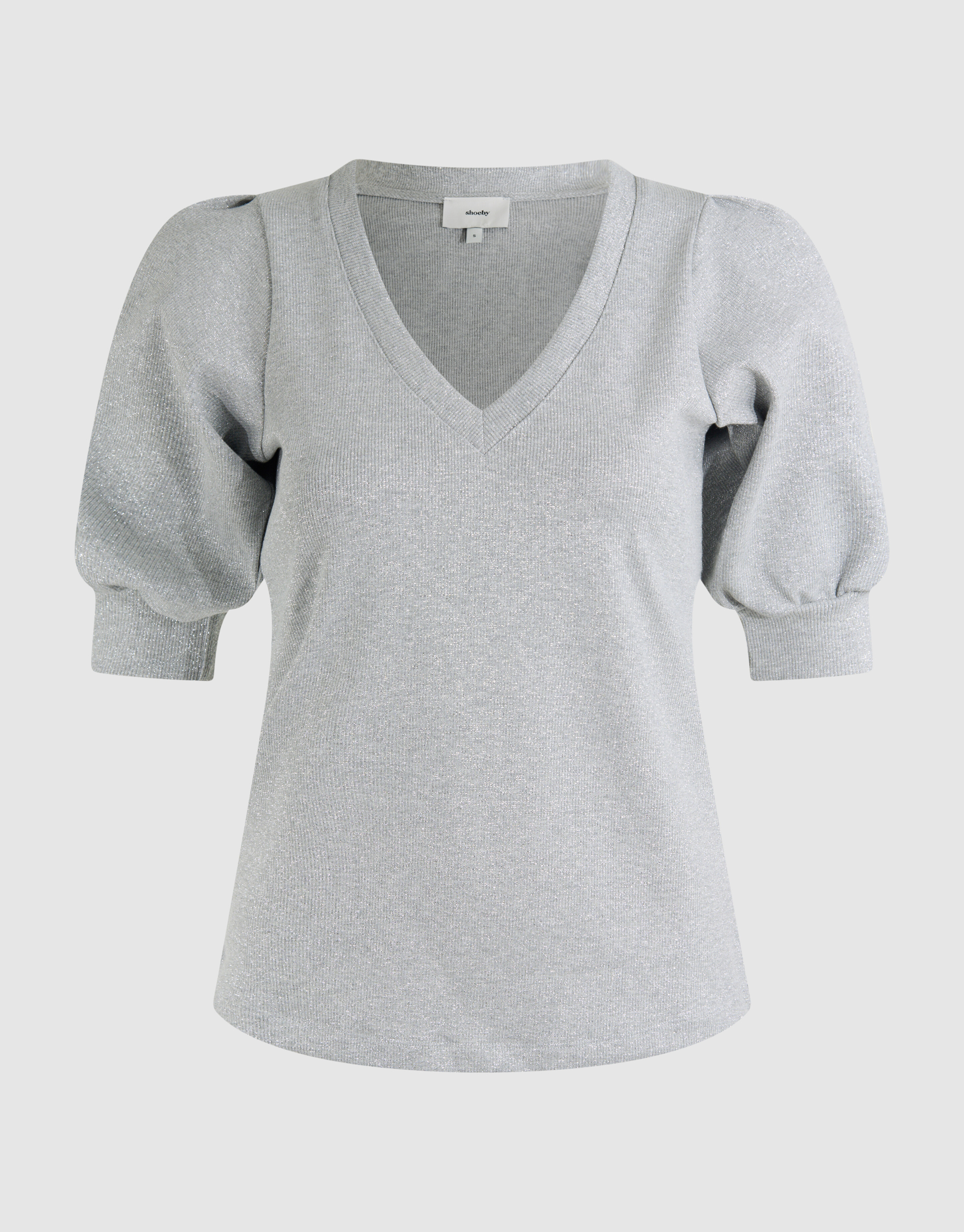 Puff-Top mit V-Ausschnitt Grau SHOEBY WOMEN