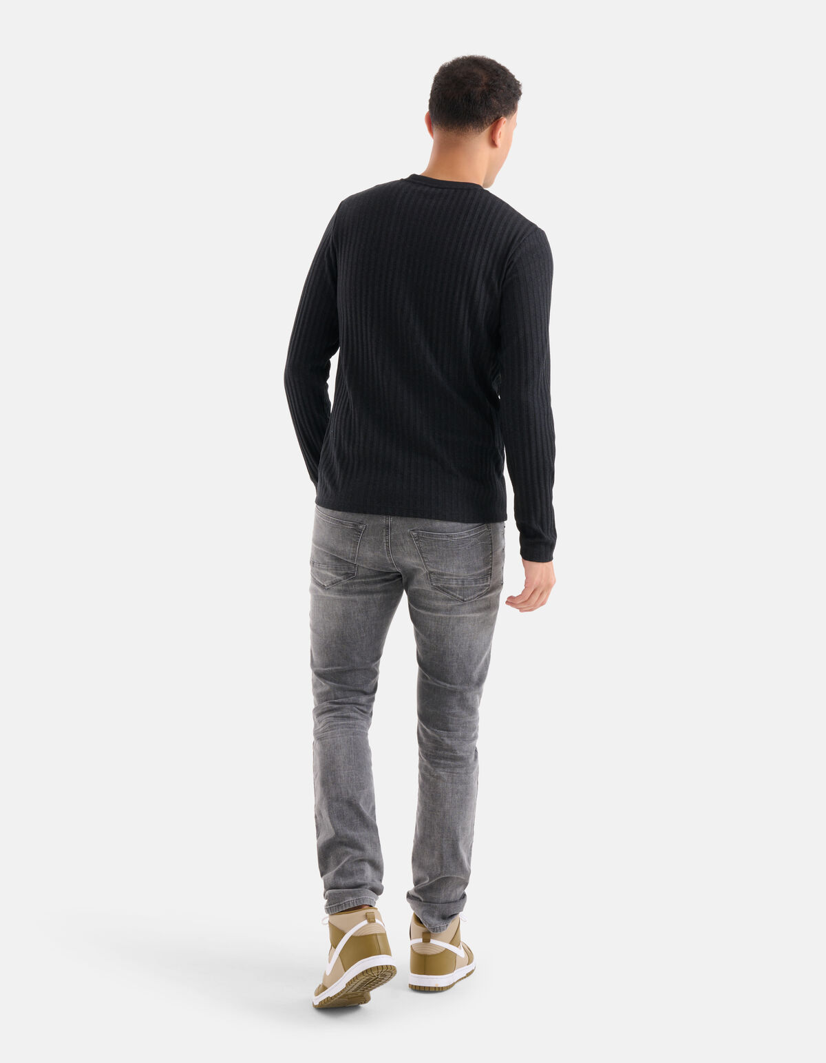 Rippen-T-Shirt Schwarz SHOEBY MEN