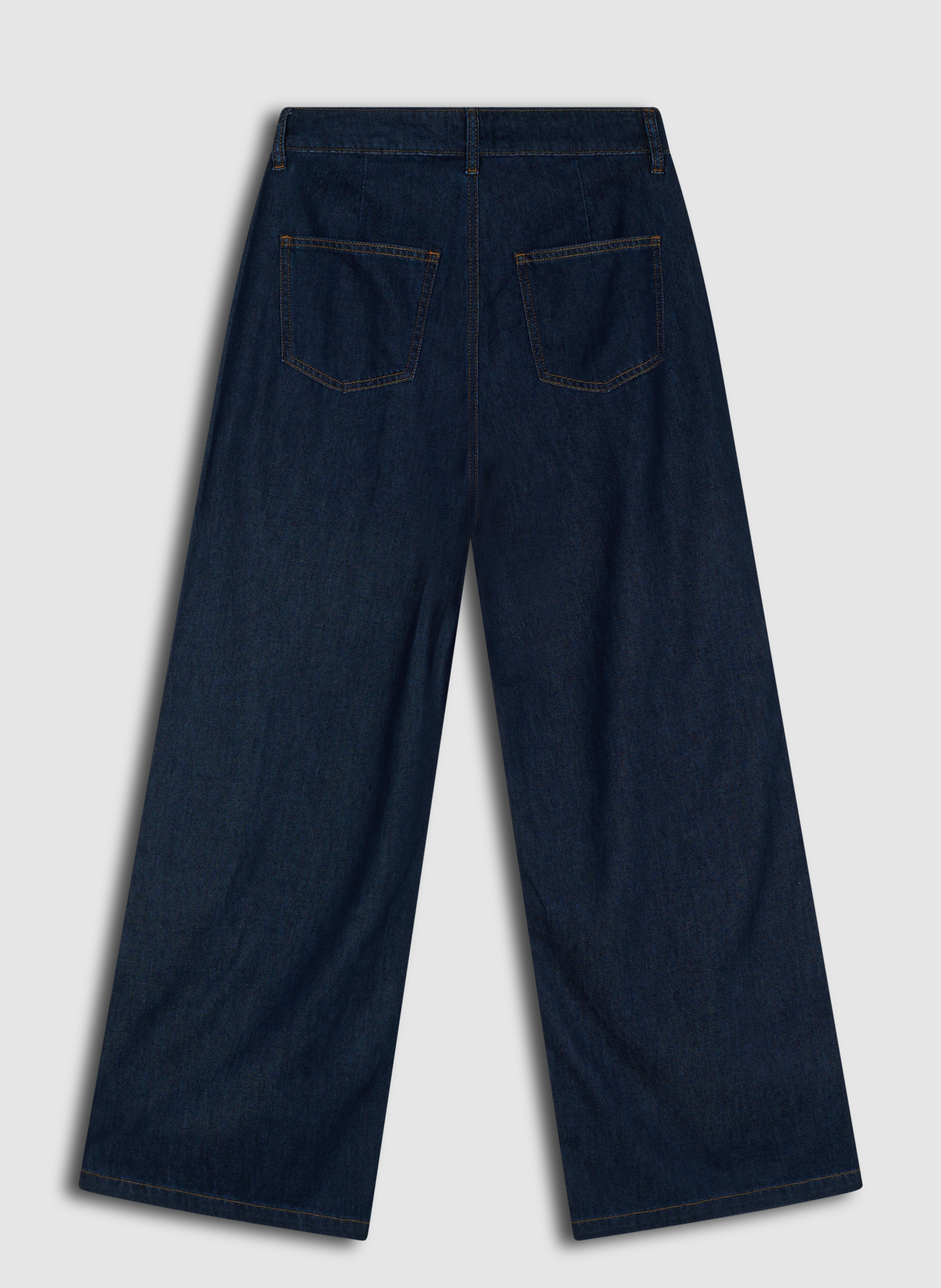Pleated Wide Leg Fit Jeans Donkerblauw SHOEBY WOMEN