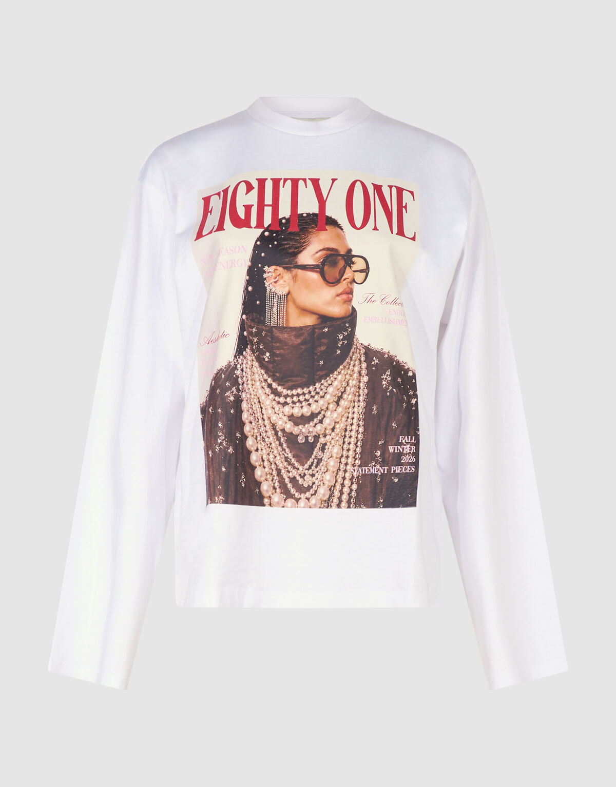 Magazine Artwork Longsleeve Wei&szlig; SHOEBY WOMEN