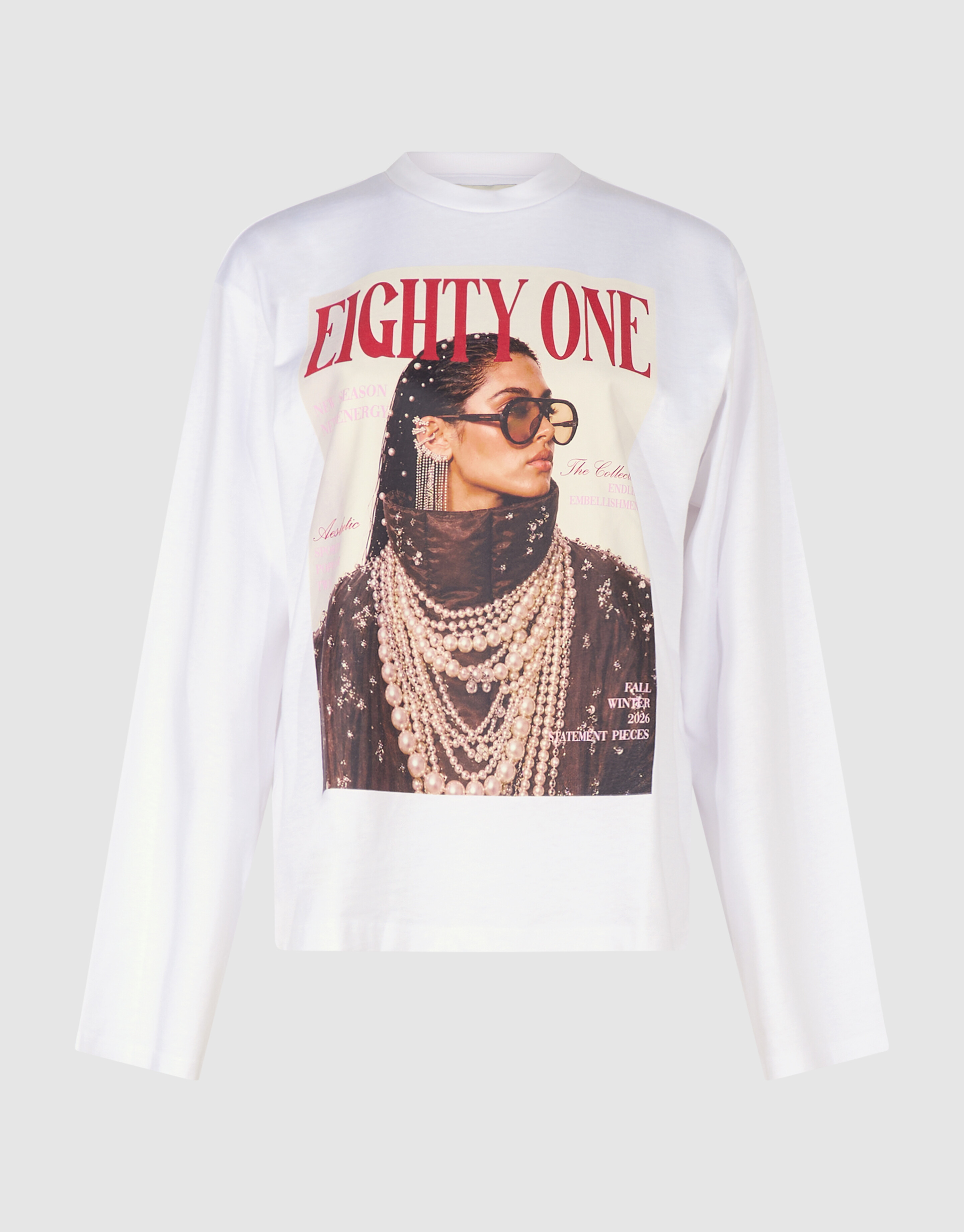 Magazine Artwork Longsleeve Wei&szlig; SHOEBY WOMEN