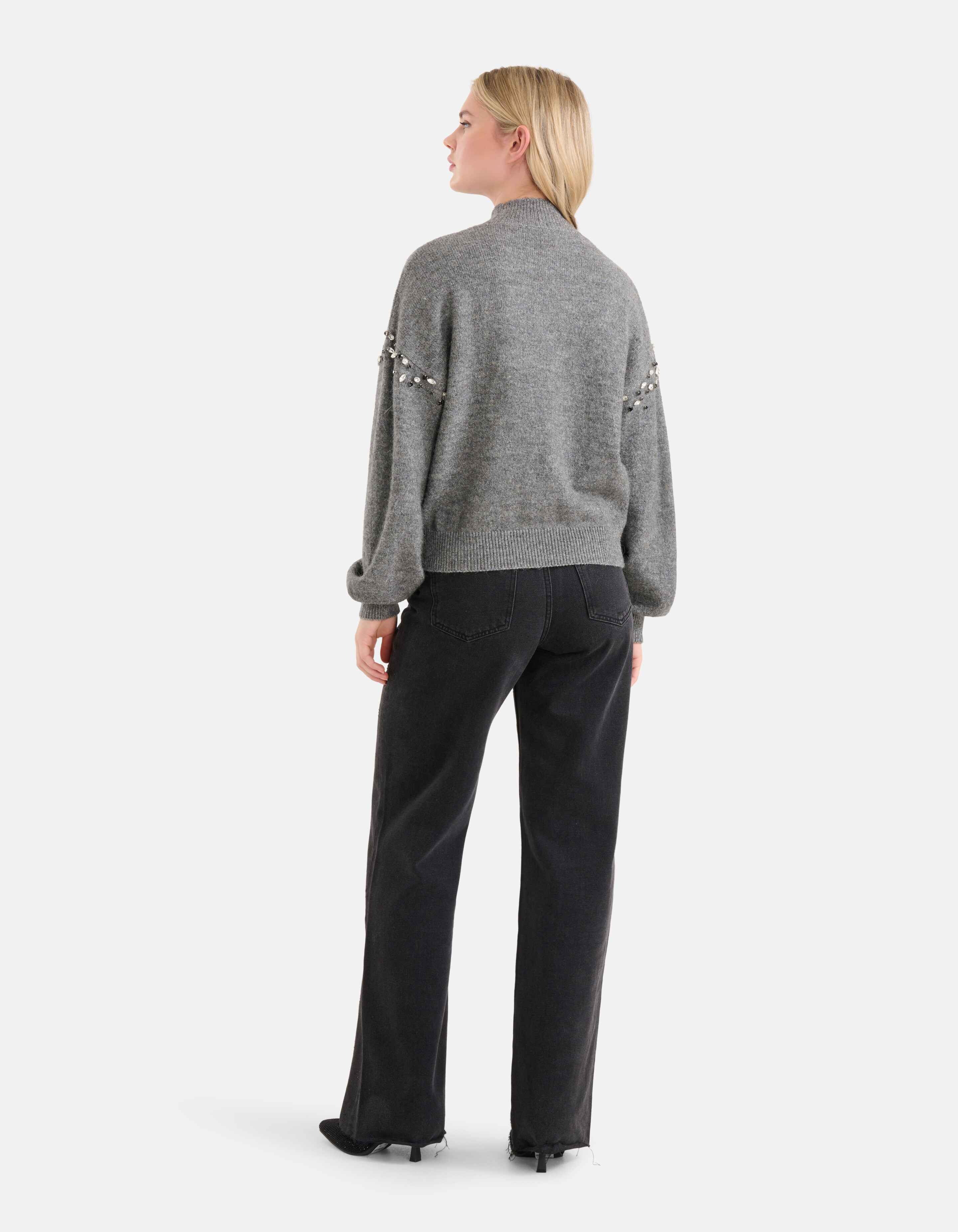 Nieten-Pullover Dunkelgrau SHOEBY WOMEN