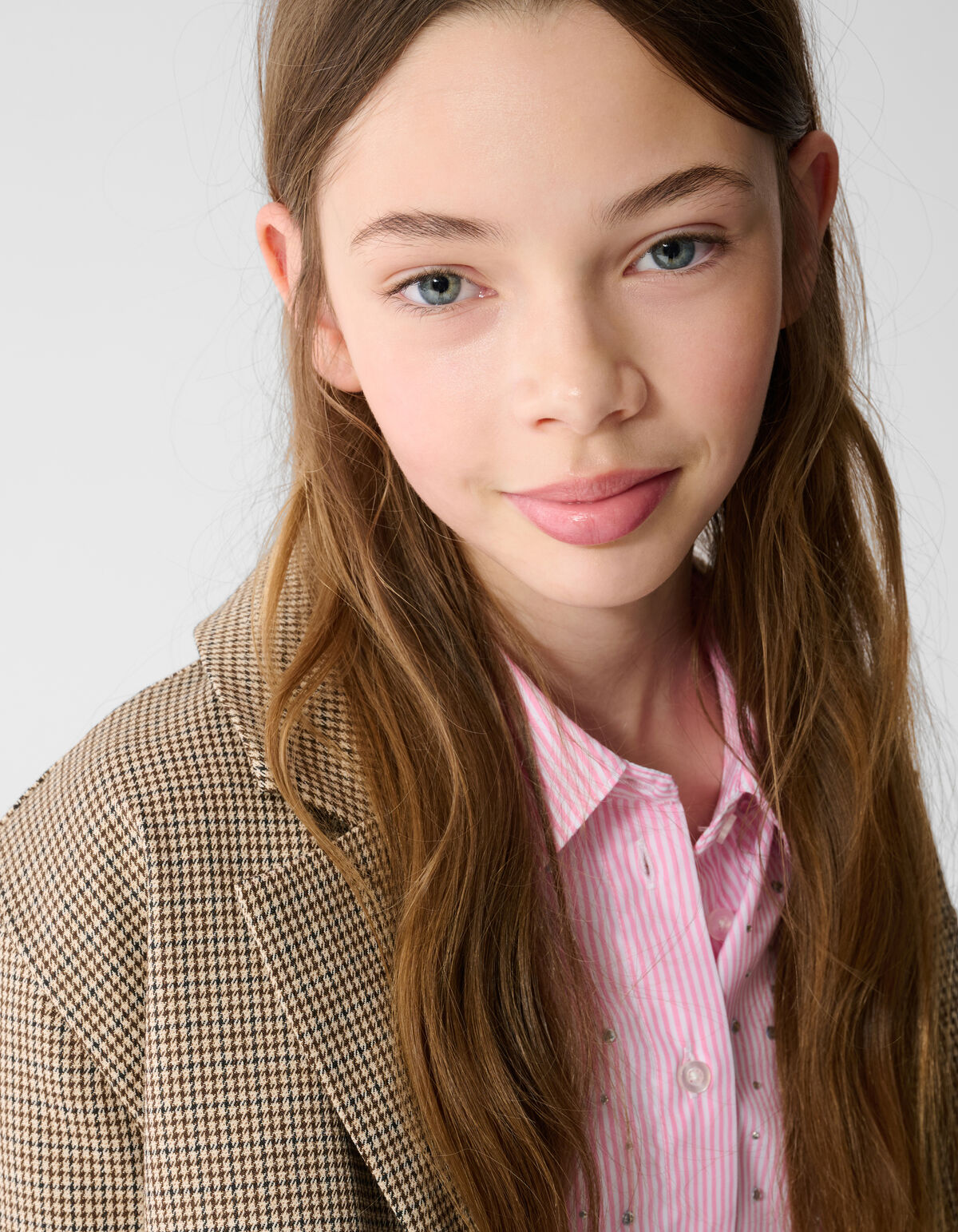 Cropped-Blazer mit Karomuster Hellbraun SHOEBY GIRLS