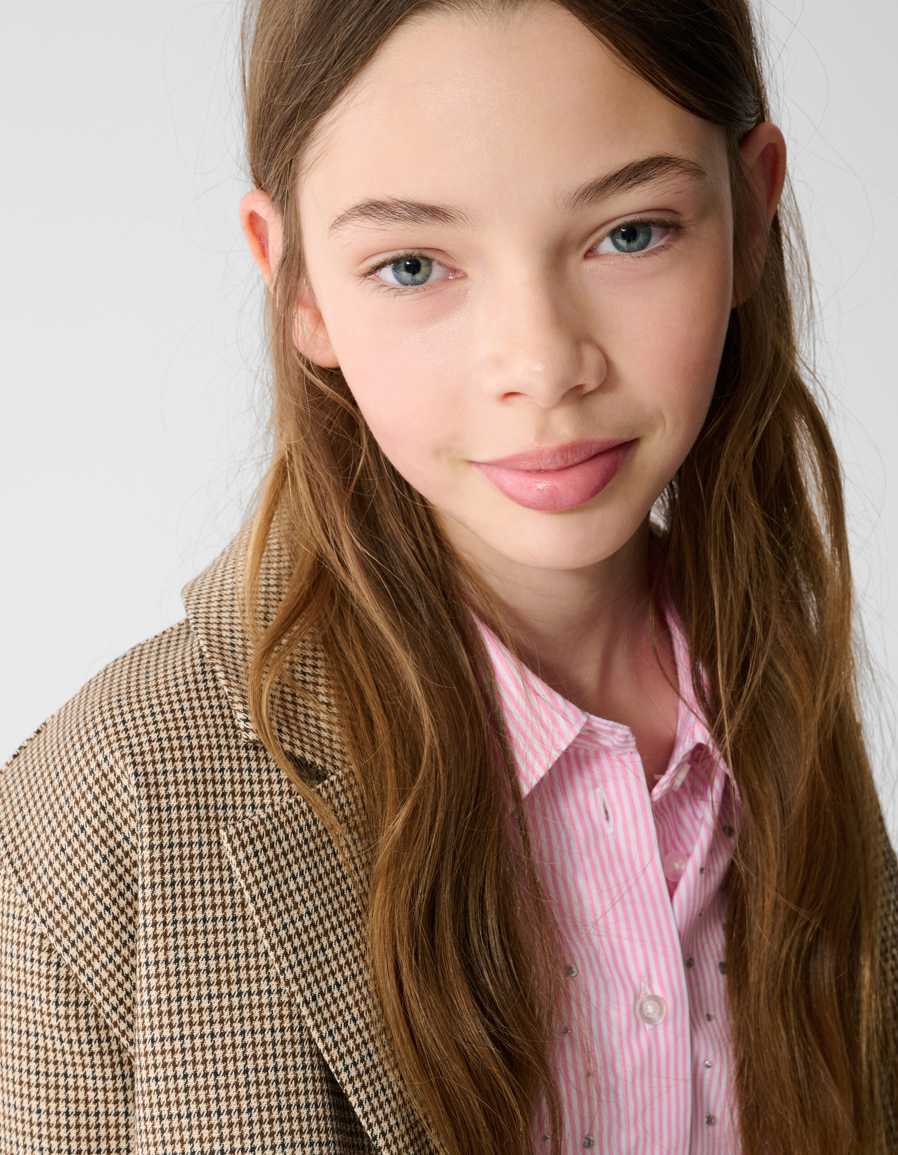 Cropped-Blazer mit Karomuster Hellbraun SHOEBY GIRLS