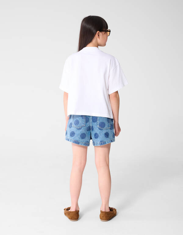Sardinen-Stickerei T-Shirt Wei&szlig; SHOEBY GIRLS
