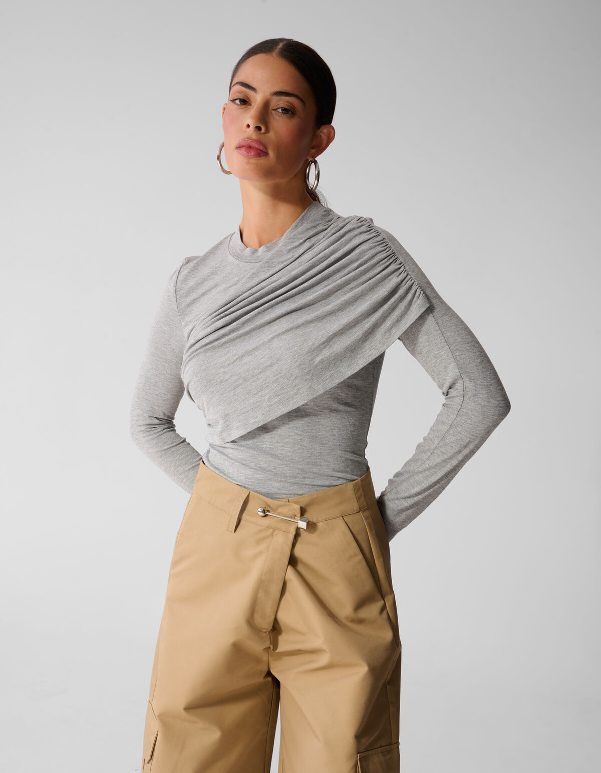 Drapierte Langarmshirt Grau By Anna SHOEBY WOMEN