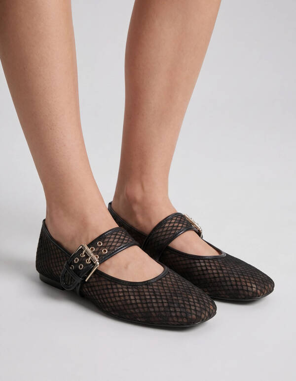 Leopard Mesh Ballerinas Schwarz/Braun SHOEBY SHOES
