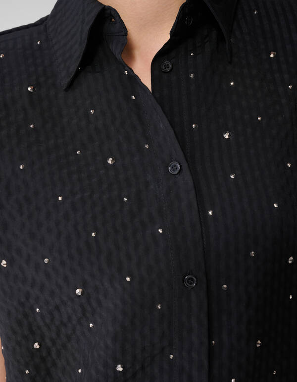 Strass-Streifenbluse Schwarz SHOEBY WOMEN