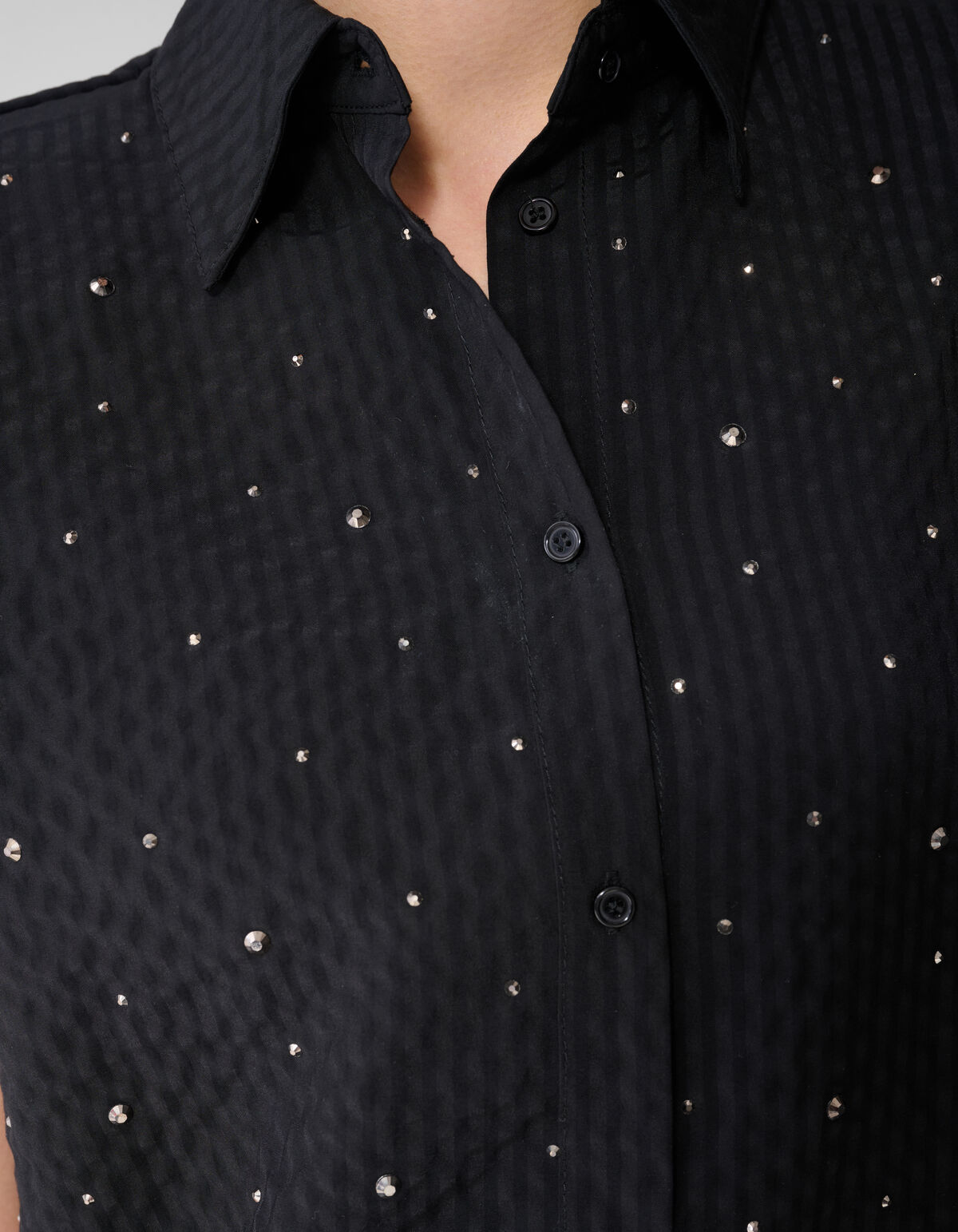 Strass-Streifenbluse Schwarz SHOEBY WOMEN