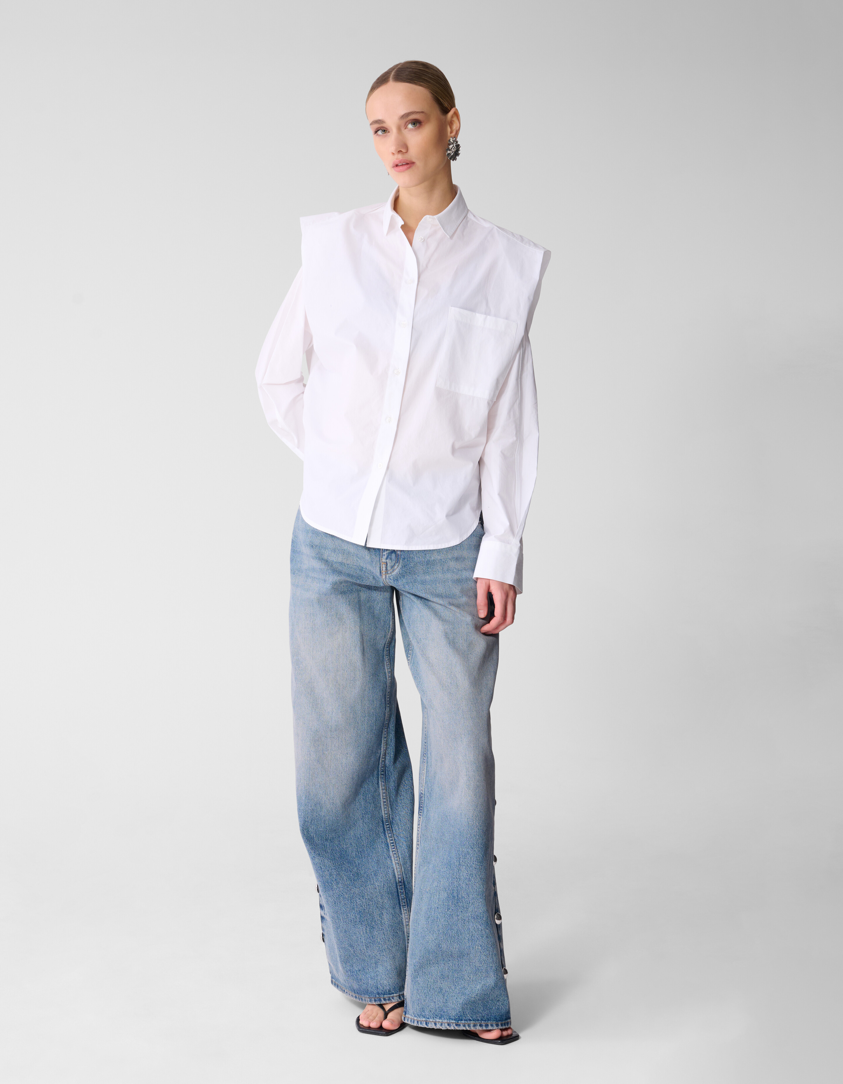 Die Pleat Poplin Bluse Wei&szlig; SHOEBY WOMEN