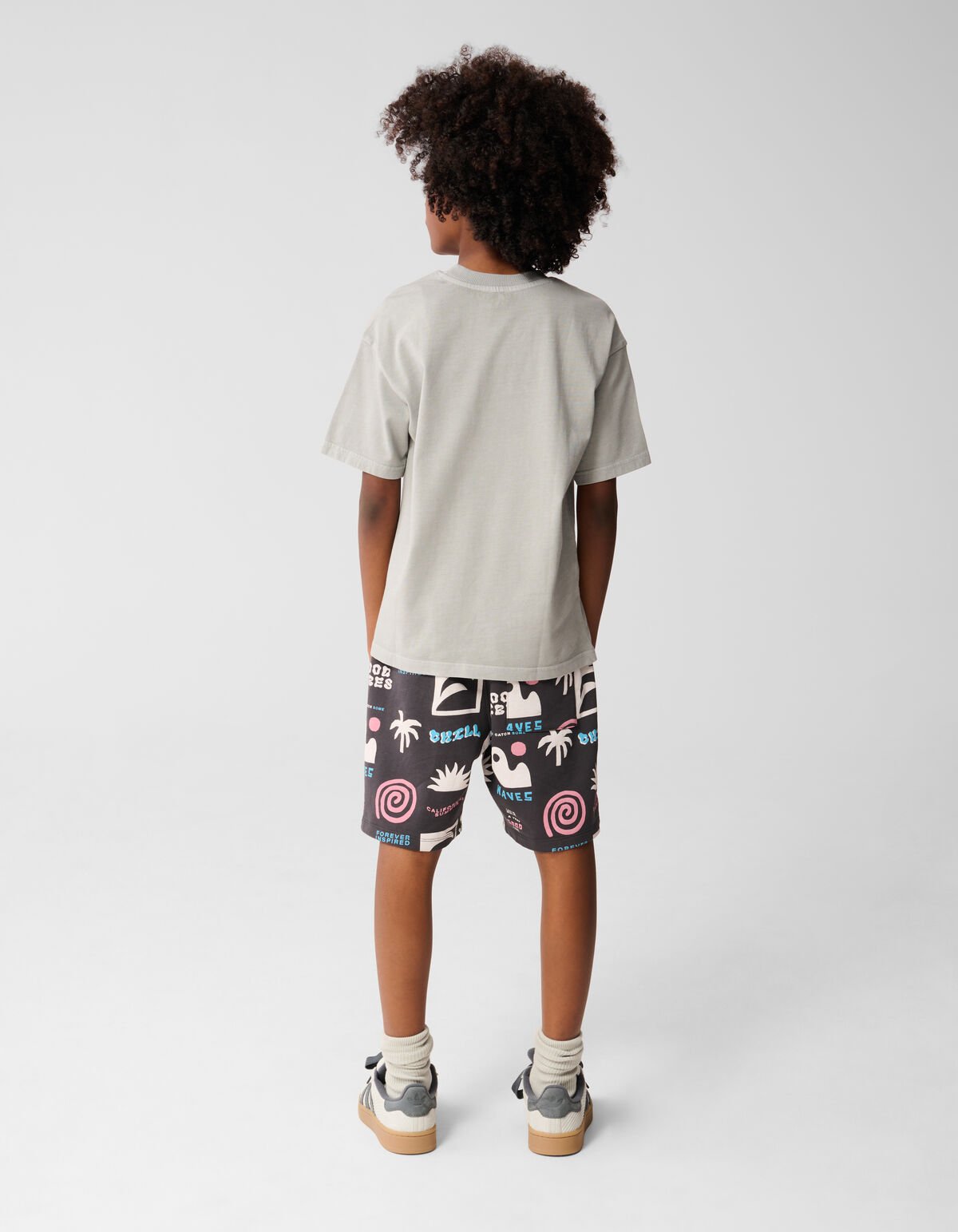 Gewaschenes Logo-T-Shirt Dunkelgrau SHOEBY BOYS