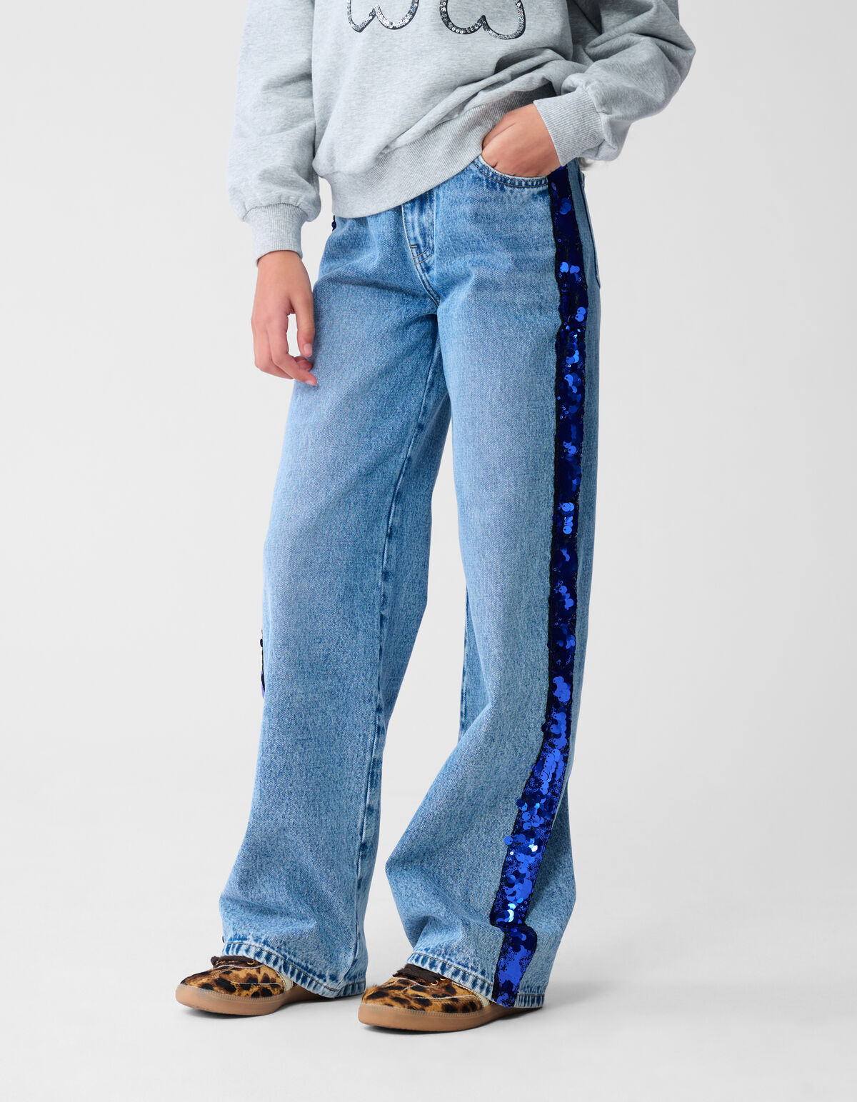 Glitter Tape Wide Leg Jeans Blau SHOEBY ACCESSOIRES