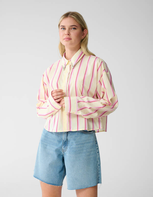 Gestreifte Popeline-Bluse Hellgelb SHOEBY WOMEN