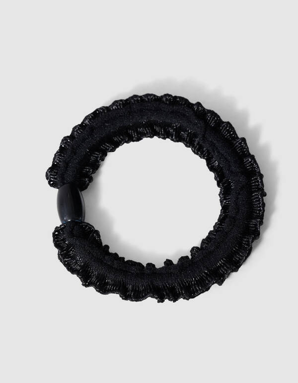 Kleines Haargummi mit R&uuml;schen Schwarz SHOEBY ACCESSOIRES