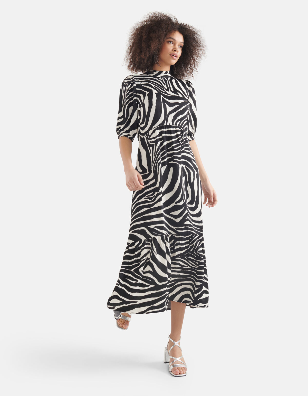 Zebra Print Maxikleid Schwarz/Weiß SHOEBY WOMEN