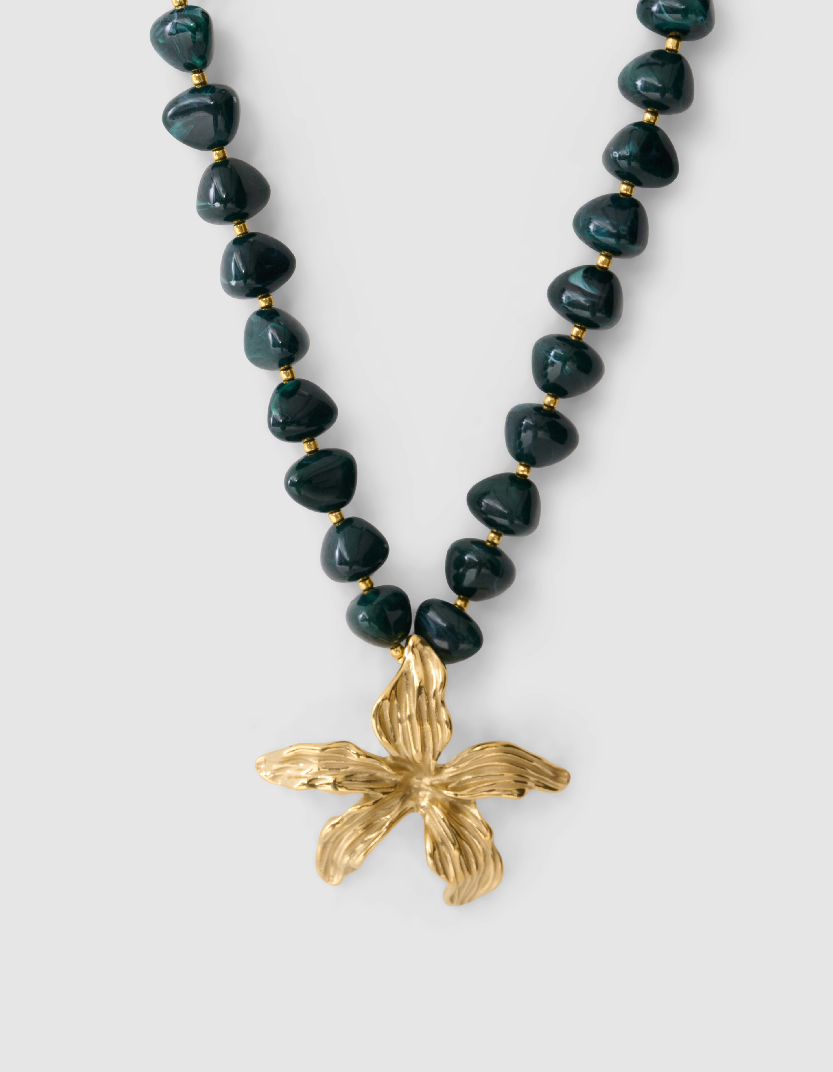 Blumen-Halskette Dunkelgr&uuml;n SHOEBY ACCESSOIRES