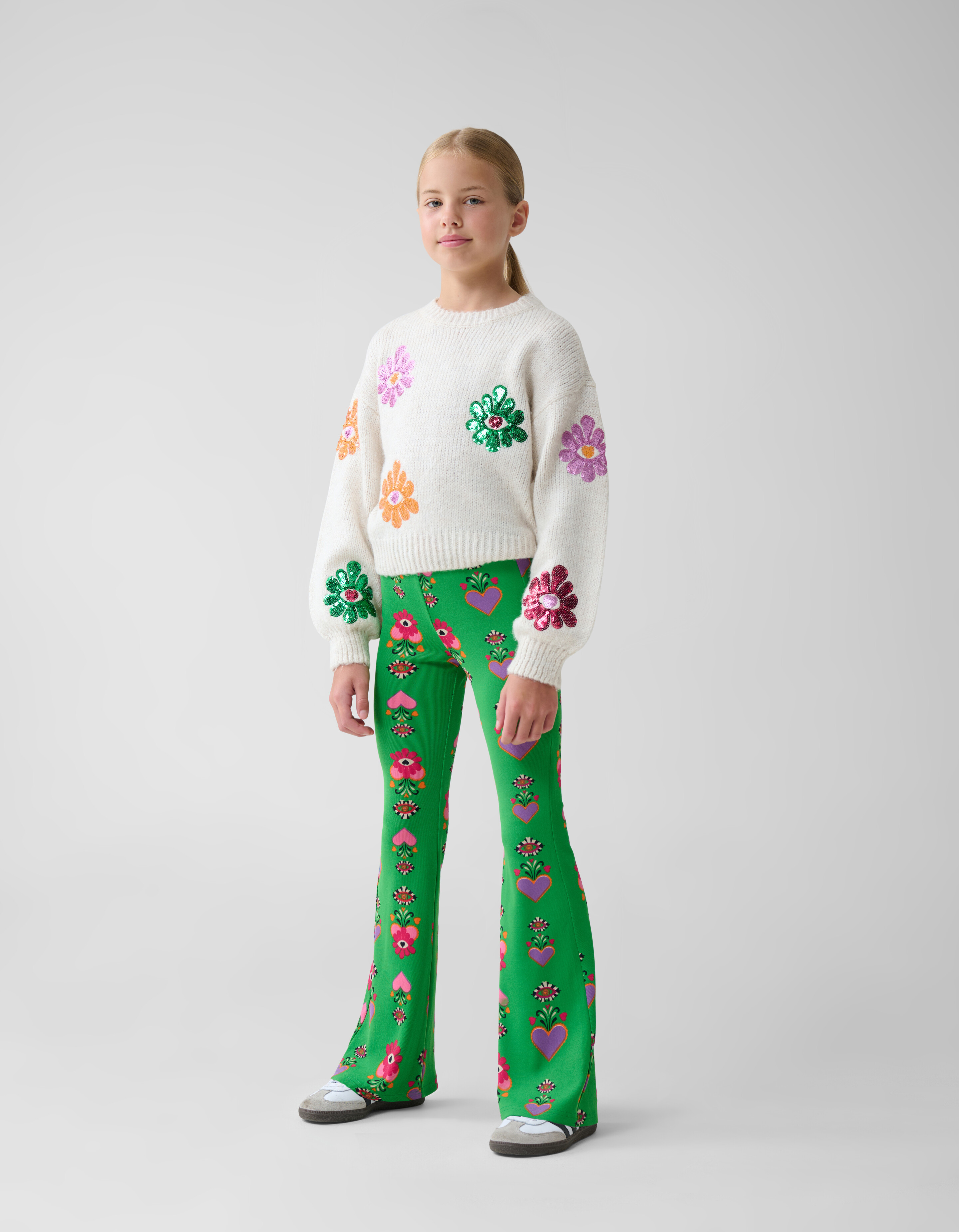 Bedruckte ausgestellte Rippen-Leggings SHOEBY GIRLS