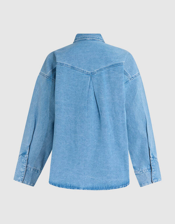 &Uuml;bergro&szlig;e Denim-Bluse Mediumstone SHOEBY WOMEN