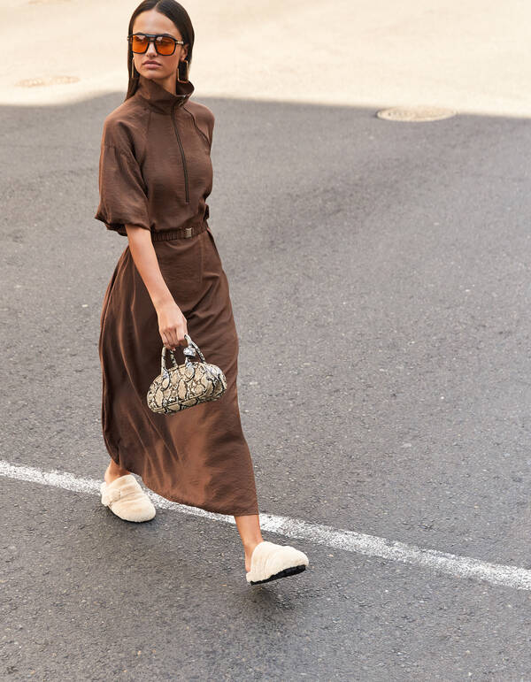 Sportlicher Trainingsanzug Maxi Kleid Braun SHOEBY WOMEN