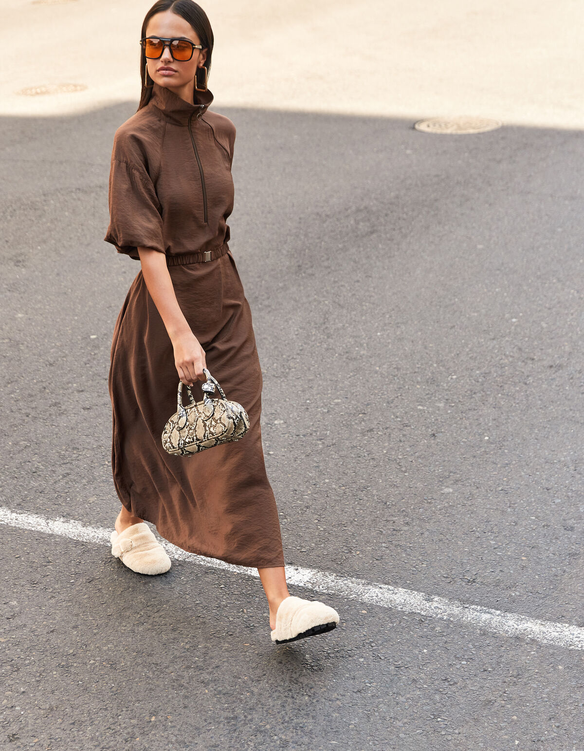 Sportlicher Trainingsanzug Maxi Kleid Braun SHOEBY WOMEN