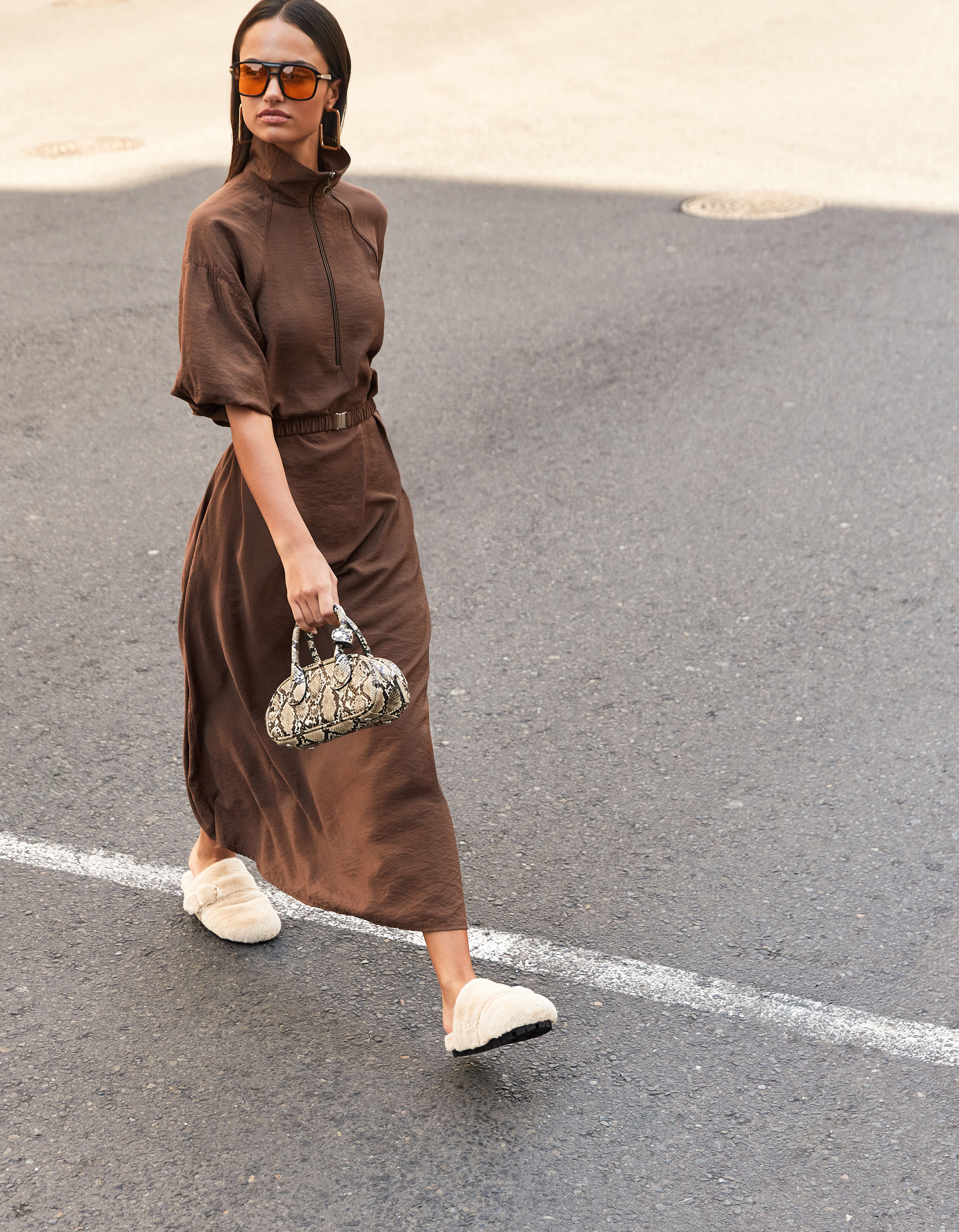 Sportlicher Trainingsanzug Maxi Kleid Braun SHOEBY WOMEN