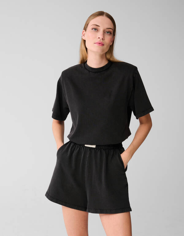 Gefüttertes gewaschenes Sweat-T-Shirt Donkergrijs SHOEBY WOMEN