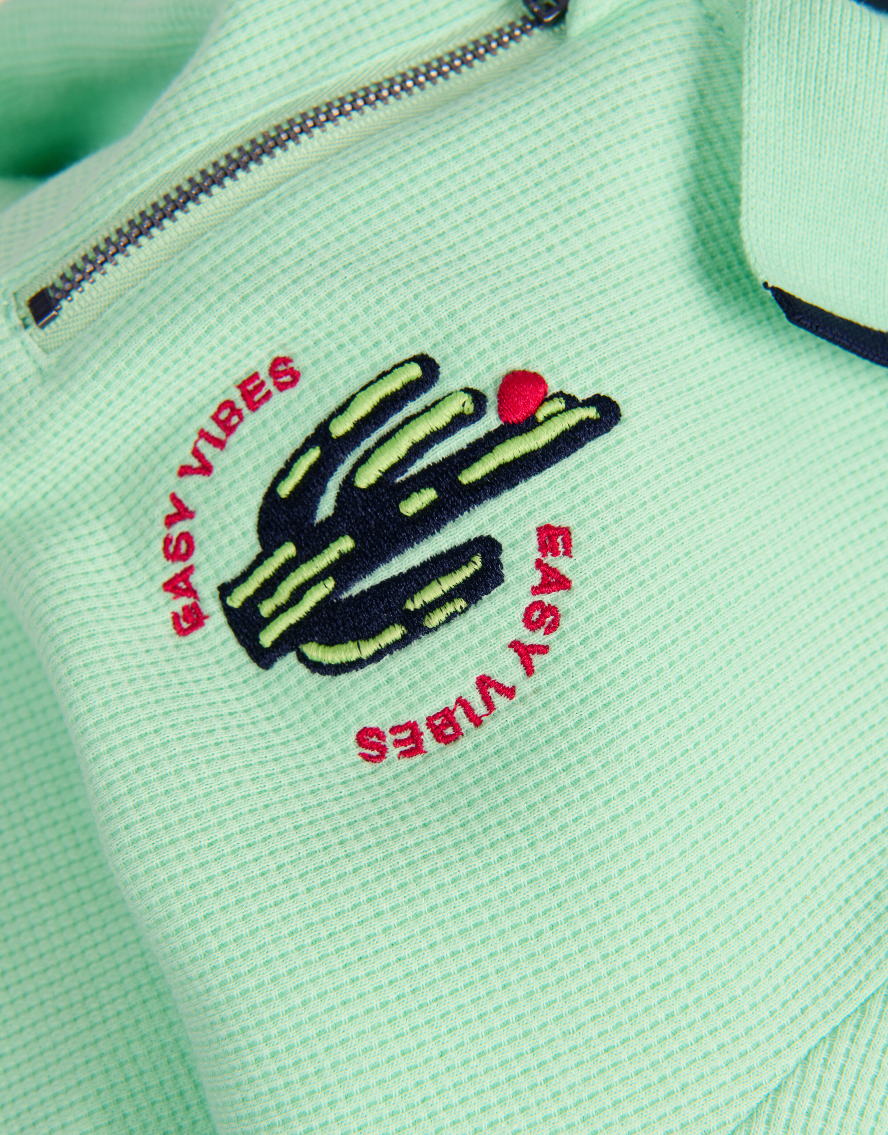 Struktur Zipper Polo Hellgrün SHOEBY BOYS